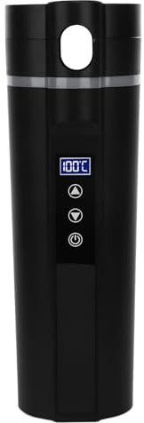 Beufee Self Heating 450ml Insulated Travel Mug, Black Stainless Steel, Heated Coffee Mug