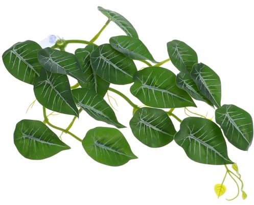 Toddmomy Fausse Plante pour Reptiles Terrarium Suspendu Plante pour Lézards Fausse avec Ventouse pour Terrarium Décoration Naturelle pour Habitat