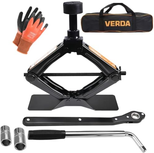 Scherenwagenheber 2T, Car Jack Kit mit Ratsche, Stahlsäule und Gummi, Auto Heber, vergrößerte Stahlplatte, tragbarer Wagenheber für PKW MPV SUV (SN4570)