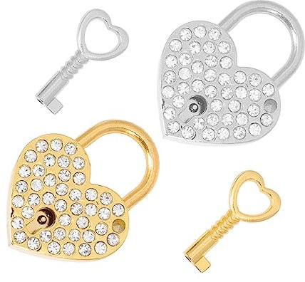 UKCOCO Herzschloss 2 Stück Vorhängeschloss Mit Schlüssel Zinklegierung Kleiner Größe Rostfrei Liebesschloss Für Paare Geschenk Reise