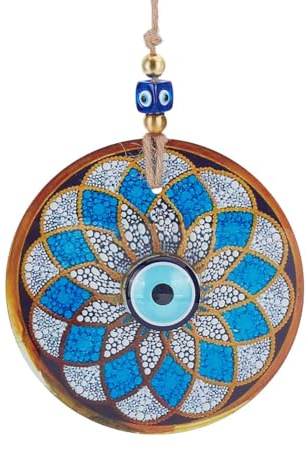 HOBBIESAY 1 pieza de adorno de mal de ojo colgante colgante de pared mal de ojo turco talismán decoración de cristal azul para el hogar, oficina, puerta de jardín, protección de la suerte