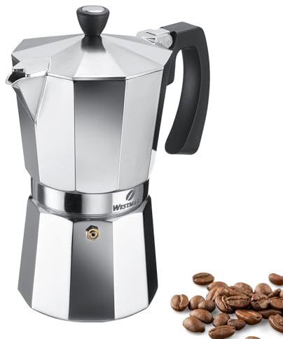 Westmark Espressokocher Brasilia, 1 Stk – Klassischer Kaffeekocher für 9 Tassen – Robuster Kaffeebereiter aus Edelstahl für aromatischen Kaffee – Silber, 14 cm