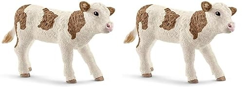 SCHLEICH 13802 Fleckvieh Kalb, für Kinder ab 3+ Jahren, Farm World - Spielfigur (Packung mit 2)