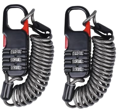 susiodeu 2X Casque antivol Compact et Facile à Utiliser, Verrouillage par Mot de Passe pour Scooter électrique, Panier Fixe, Sacs à pneus verrouillables en Alliage de Zinc, Noir