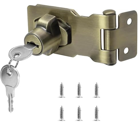 Schrank Schloss, 100mm, Bronzefarbe, Rostfreier Stahl | Abschließbar mit Schlüsseln, Überfalle, Hasp Lock Vorhängeschloss, Torriegel, Mit Schloss Vorrichtung