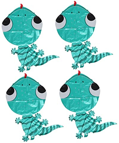 Blue Gecko Foil Balloons 4pcs Aluminium Film Party Decor | Reptile Party Decorations, Animal Foil Balloons for Boys and Girls Indoor Celebration
