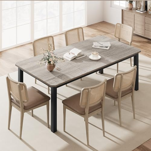 AffinityFurn 200cm Large Dining Table for 6 to 8, Industrial Kitchen Table with Sturdy Metal Frame, Rectangle Wood Kitchen Furniture Tables for Living Room
