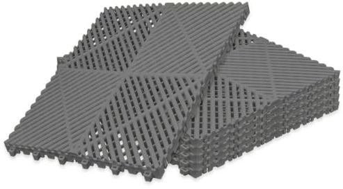 Klicktec Werkstatt-Boden, 6er Set 40x40cm, performance Klick-Fliesen – Garagen-Bodenbelag/Floor (Grau)