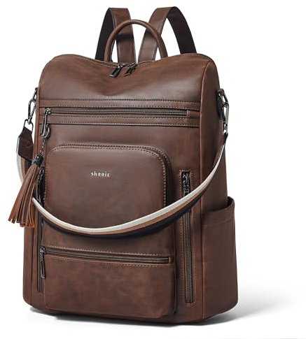Shrrie Zaino per laptop in pelle vegana per le donne Zaino da lavoro da 15,6 pollici Borsa di viaggio di moda per il lavoro del college