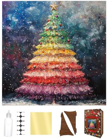 Christmas Party Puzzle - Wooden Toy Christmas Tree | Children's Jigsaw Puzzle Games Set for Children Family Friends Home School Festival Birthday Party Gathering Party Party Favours
