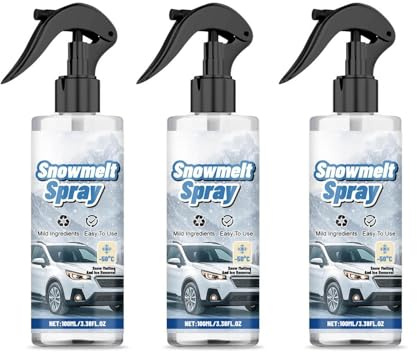 Snowmelt Spray, 100ML Car Deicing Agent, Deicer Windshield Washer Fluid, Fast Ice Melting for window Mirrors and Wipers, for Outdoor Frost Refrigerator Freezer Ice Window Outside (3)