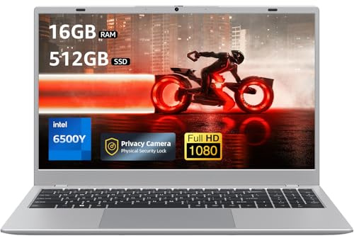 Coolby Laptop Computer, 15.6 inch Laptop with 1080P FHD IPS Display, 16GB RAM/512GB SSD, 6500Y Processor Notebook PC, Support 2.4G/5G Hz WiFi, BT