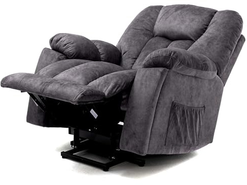 WEALTHKING Electric Lift-Recline Massage Lounge Chair, Vibration Therapy Seat, Lumbar Heat, Dual USB Charging, Side Storage Pockets, Hidden Cup Holder Drawer, Remote Control Timer, Anti-Tip Base