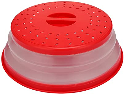 Collapsible Microwave Cover for Food Microwave Splatter Cover for Food,Dishwasher Safe,BPA Free,10.5 Inch,Red