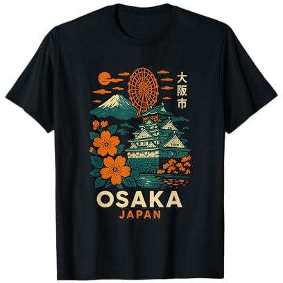 Vintage Osaka Japón Castillo Fuji Sakura Obra De Arte Camiseta