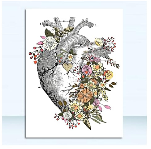 Supkancl Quadro su Tela Poster e Stampe nordici Immagini a Parete for Soggiorno Anatomia Cuore Cervello Medicina Astratta Stampa Artistica da(2,13x18cm No Frame)