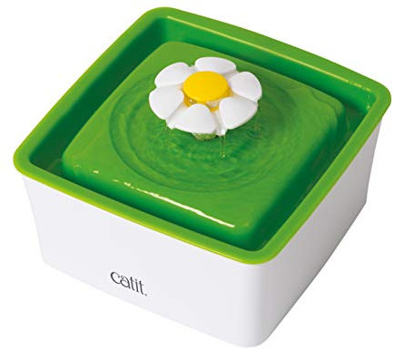 Catit 43735W Flower Fountain MINI, Blumentrinkbrunnen Mini für Katzen, 1,5L, weiß/grün