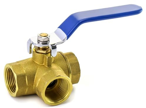QWORK 3 Way Ball Valve (L-Hole) Series, Lever Handle, Female (DN20 3/4) in Forged Brass