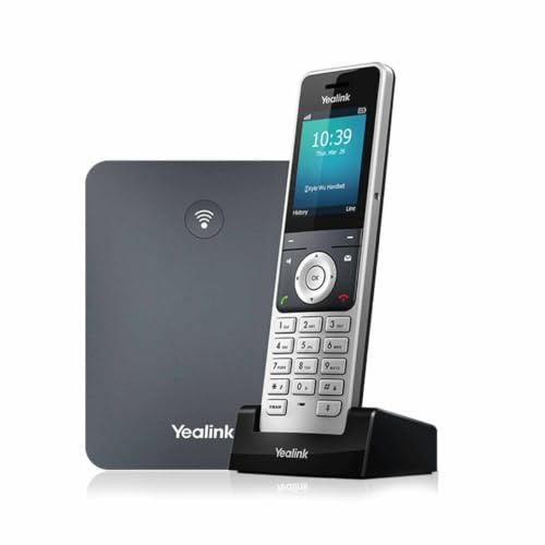 Yealink W76P IP Phone - Cordless - Corded - DECT - Wall Mountable, Desktop - Alabaster Silver, Classic Gray