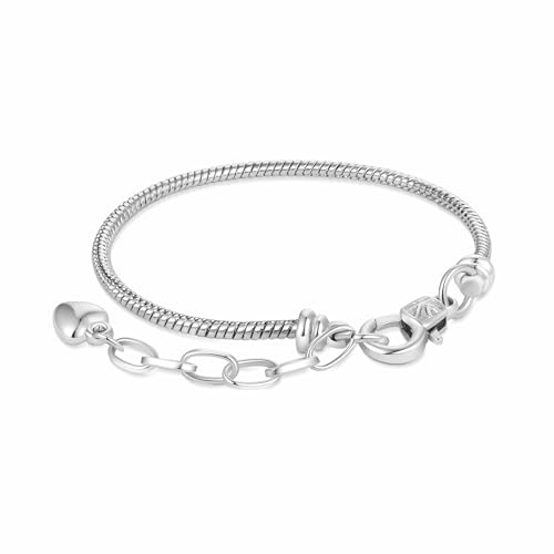 GNOCE Verstellbares Charm-Armband mit Sicherheitskette Edelstahl-Schlangenkette Metall-Basic-Charm-Armband zum Selbermachen Bolo mit herzförmigem Baumeln