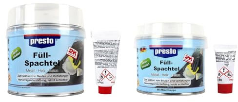 2K Füllspachtel OCKER, Polyesterspachtel, 2 Komponenten Füller für Löcher und Unebenheiten Karosserie, Holz- und Betonflächen, Treppen, DIY universell, Menge/Gewicht:250g