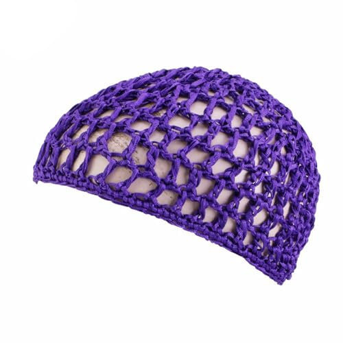Yurosiay Haarnetz zum Schlafen Damen 2 Stück Netz-häkel-Haarnetz Dutt-Hebeband Dick Kurz Gestrickt Snoods Mütze Weiches Strick-Schlauchmütze Beanie Mesh Schlafhaube für Damen Frauen Blau