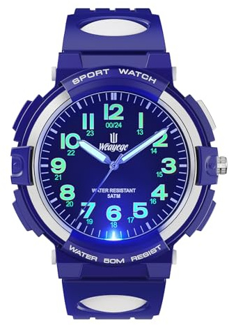 Weayege Kinderuhr Jungen Mädchen,Kinder Analog Quartz Uhr mit 7-Farbige Kinderuhren Armbanduhr Kautschuk Wasserdicht Outdoor Sports Uhren 4-16