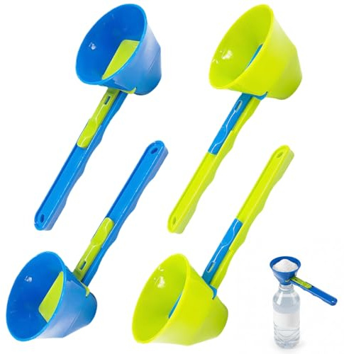 4 Pcs Pulver Portionierer, Trichter Auto, Scoop LöFfel, Schaufel Verwandelt Sich In Einen Trichter Mit Schiebeboden FüR Proteinpulver, Hafer, Kaffeepulver Und Andere Pulver ﻿