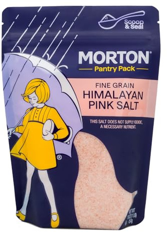 Morton Himalayan Pink Salt Fine Grain, All-Natural Pink Himalayan Salt, 1 lb Resealable Pouch, Ideal for Cooking, Baking, Seasoning & Everyday Use