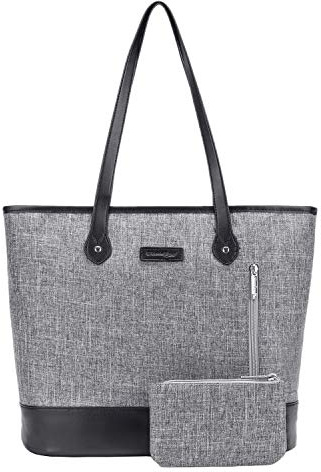 UTOTEBAG Damen 15,6 Zoll Business Laptop Tasche Tote Bag Schultertasche Aktentasche Leicht Notebooktasche Laptoptasche Frauen Büro Handtasche Arbeit Businesstasche für Notebook Macbook,Grau
