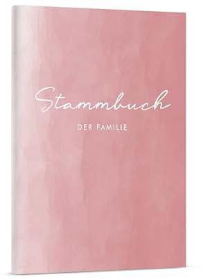 DeinWeddingshop Stammbuch der Familie - Familienstammbuch Hochzeit Standesamt - Watercolor Serie - Hardcover 16x21cm … (rosé)