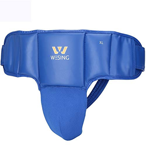 Wesing Men Vergrößerter Tiefschutz für Muay Thai Sanda MMA - blau - L