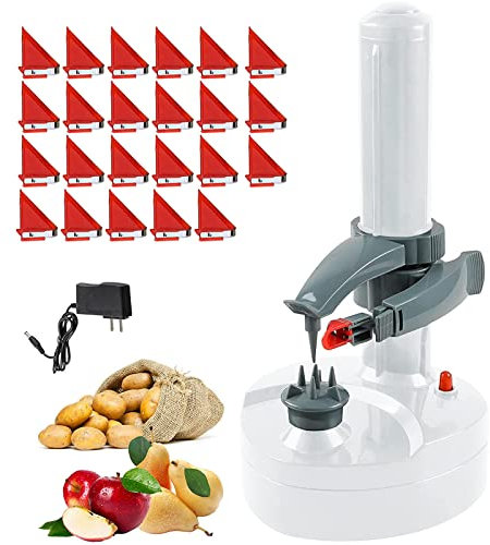 Electric Potato Peeler with 23 Replacement Blades Rotato Express Stainless Steel Automatic Rotating Fruits Fruit Potato Peeler Vegetables Cutter Apple Paring Machine Kitchen Peeling Tool