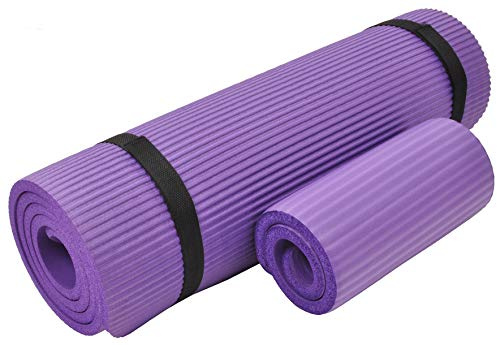Everyday Essentials Yogamatte, 1,27 cm, extra dick, hohe Dichte, reißfest, mit Kniepolster und Tragegurt, Violett