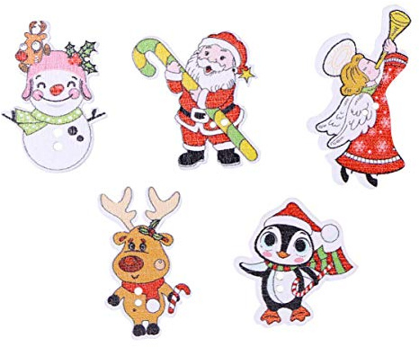MILISTEN 50 Stück Hölzerne Weihnachtsknöpfe Niedliche Nähknöpfe Bunte Kunsthandwerkknöpfe für Weihnachten DIY Bastelprojekt Liefert (Engel Gemischte Farbe)
