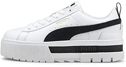 Puma Mayze Lth Wn's, Scarpe Da Ginnastica Donna, White Black, 38 EU