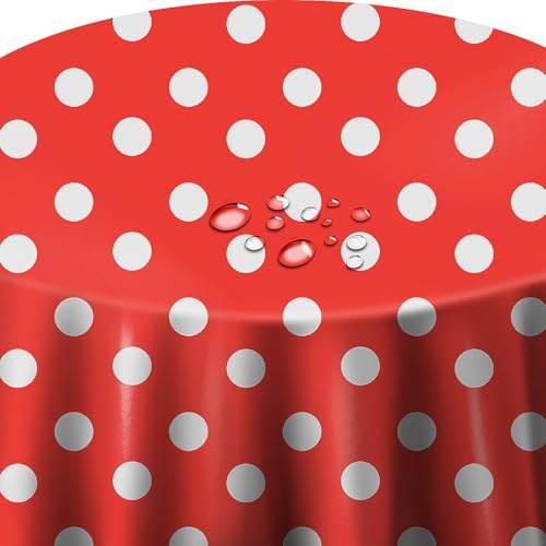 Wachstuch Wachstischdecke Tischdecke Größe wählbar Punkte Rot Rund ca. 140 cm abwaschbar Gartentsichdecke