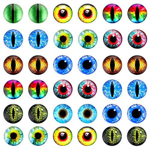 ASTER 20PCS 25mm Large Glass Dragon Eyes Gem Cover Cabochon, Mixed Style, Flatback Evil Eyes for Clay Doll Making, Sculptures, Props, Craft DIY Findings