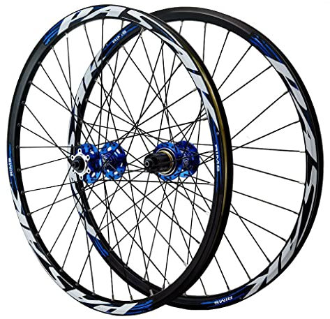 VPPV 24 Zoll 26 Zoll MTB Fahrrad Laufradsatz, Doppelwandig Aluminiumlegierung Hybrid/Berg Fahrradfelge Scheibenbremse 27,5 29 ” zum 7/8/9/10/11 Speed 2150g (Farbe : Blau, Size : 24 inch)