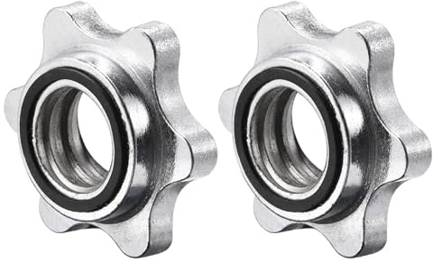 sourcing map Dumbbell Hex Nut, 2Pcs M28 Anti-Slip Lock Collar Screw for Barbell Dumbbell Weight Lifting Silver