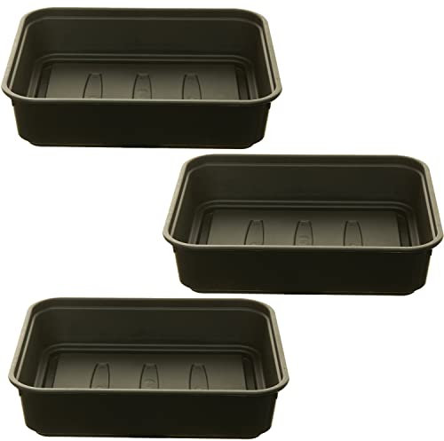 ACCURATE Set of 3 Black Plastic Garden Greenhouse Gravel Tray perfect to hold gravel as a moisture base for flower pots (SMALL)