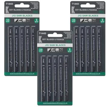 15 x KEY BLADES T144D Straight and Fast Cuts Jigsaw Blades Compatible with Bosch, Dewalt, Makita, Milwaukee and many more