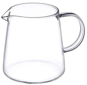 JIEJE Small Glass Pitcher 8.5 oz, Glass Creamer with Spout, Clear Borosilicate Milk Pitcher for Coffee Bar and Tea, Microwave and Dishwasher Safe Mini Cream Server