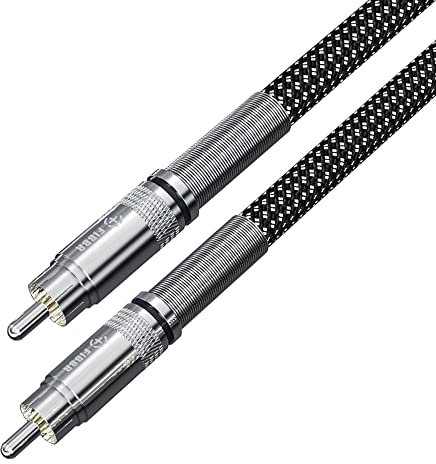 FIBBR Premium RCA Cable 3M, RCA Male to RCA Male, Audio Stereo Subwoofer Cable/Auxiliary Audio Cord/RCA Connector for Home Theater System, Stereo System, Hi-Fi System, Car Audio Speakers