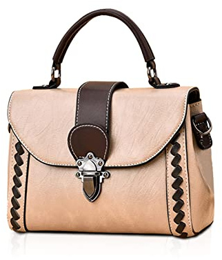 NICOLE & DORIS Handtasche Damen Klein Umhängetasche Retro Schultertaschen PU Leder Henkeltasche Top Griff Taschen Satchel Handtasche Crossbody Messenger Bag Khaki