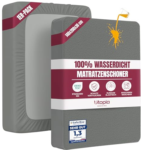 Wasserdichter Matratzenschoner 140 x 200 x 30cm, matratzenschutz (Grau)