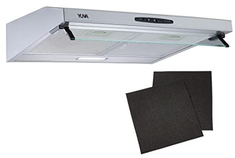 YUNA Dunstabzugshaube Mila KUBH 60205 | Edelstahl 60 cm | inklusive Fett- und Kohlefilter | Unterbauhaube | Abluft- oder Umluftbetrieb | 82W Motorleistung | Kostensparende LED-Leuchte