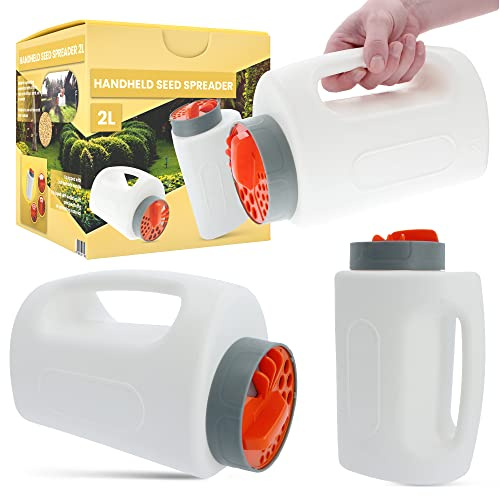 Garten Handsämaschine für Rasensamen 2L Dünger Universal-Streuer Universal Gartensämaschine Samenschieber Mini Verstellbare Löcher Langlebiges Leichtes Gartengerät