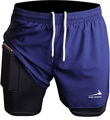 Herren Laufshorts 2 in 1 Shorts Gym Athletic Shorts Outdoor Marathon Workout Trainingsshorts