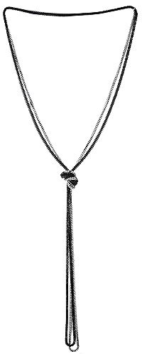 COOLSTEELANDBEYOND Kette Lariat Halskette, Y-Form Quaste Multi-strang Lange Box Kette, Silber Schwarz, Knoten Verstellbare